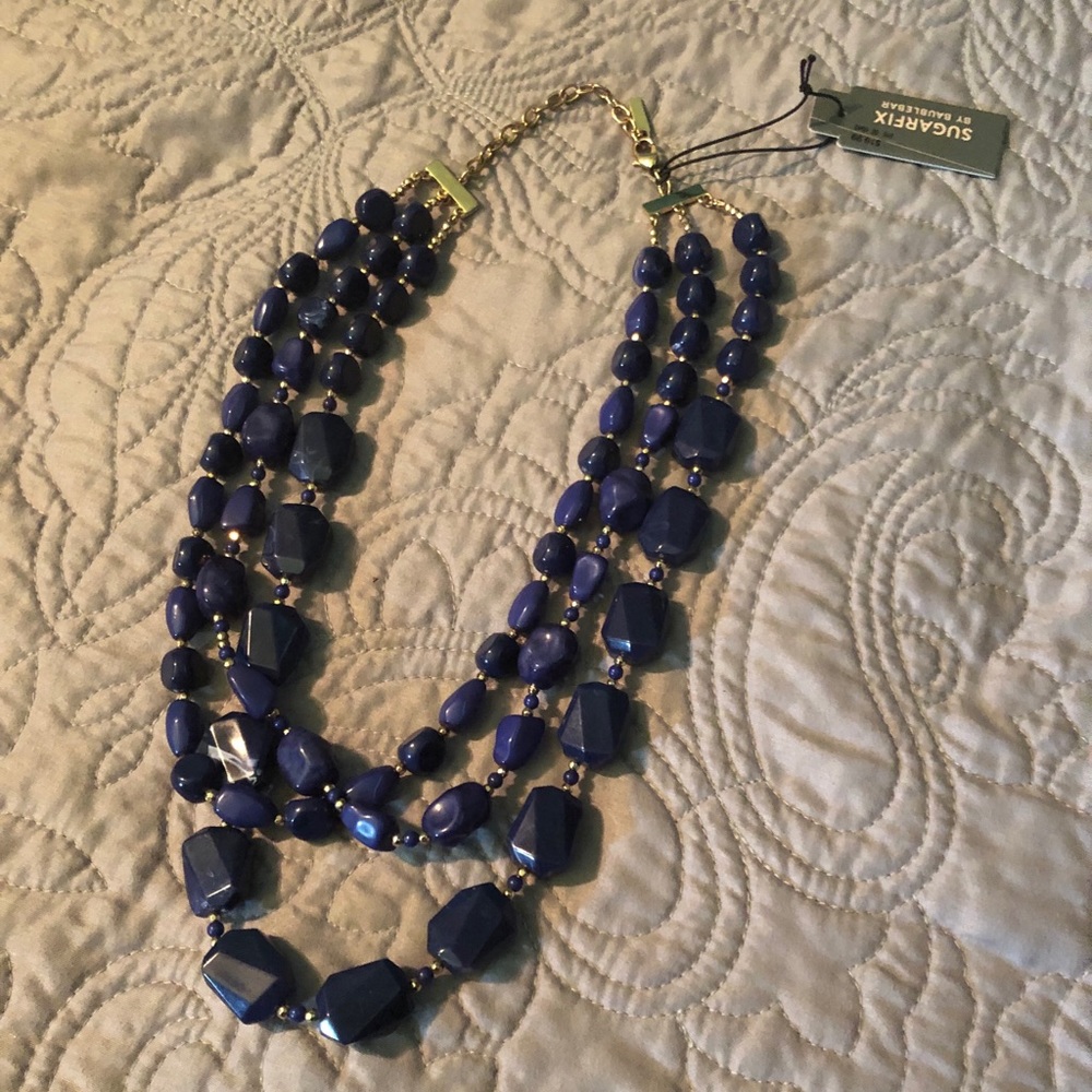 BaubleBar blue three strand necklace